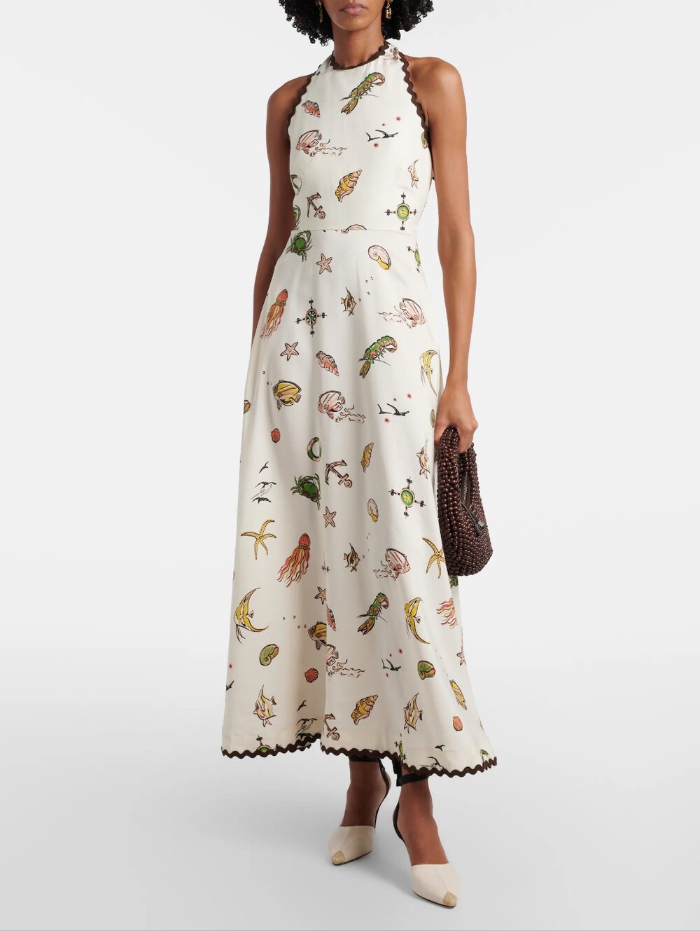 New Alémais Neptune printed halterneck maxi dress size 8